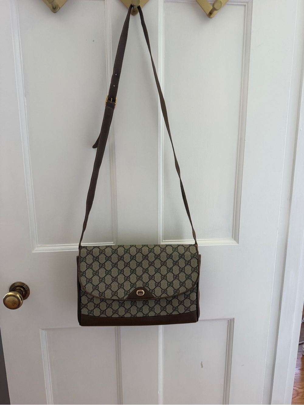 Gucci Beige & Brown Monogram Messenger Bag